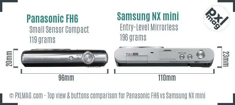 Panasonic FH6 vs Samsung NX mini top view buttons comparison