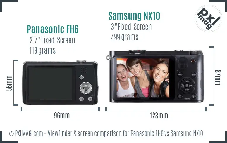 Panasonic FH6 vs Samsung NX10 Screen and Viewfinder comparison Panasonic FH6 vs Samsung NX10 Screen and Viewfinder comparison