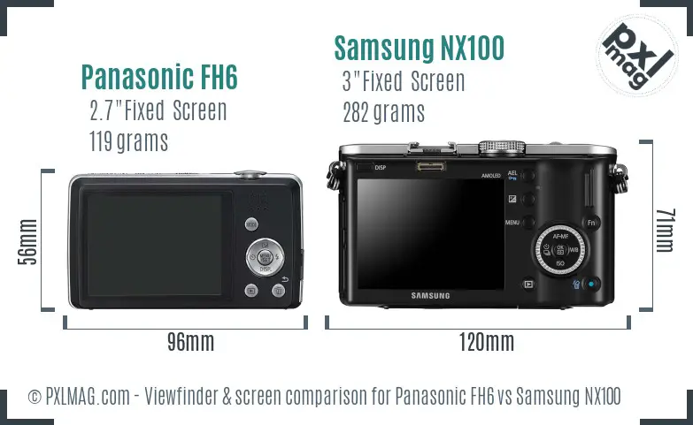 Panasonic FH6 vs Samsung NX100 Screen and Viewfinder comparison