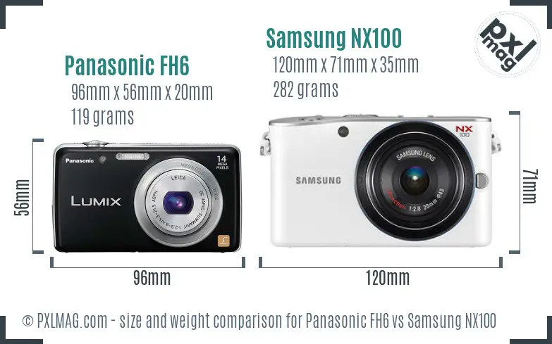 Panasonic FH6 vs Samsung NX100 size comparison