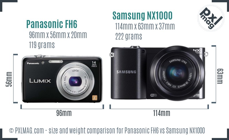 Panasonic FH6 vs Samsung NX1000 size comparison Panasonic FH6 vs Samsung NX1000 size comparison