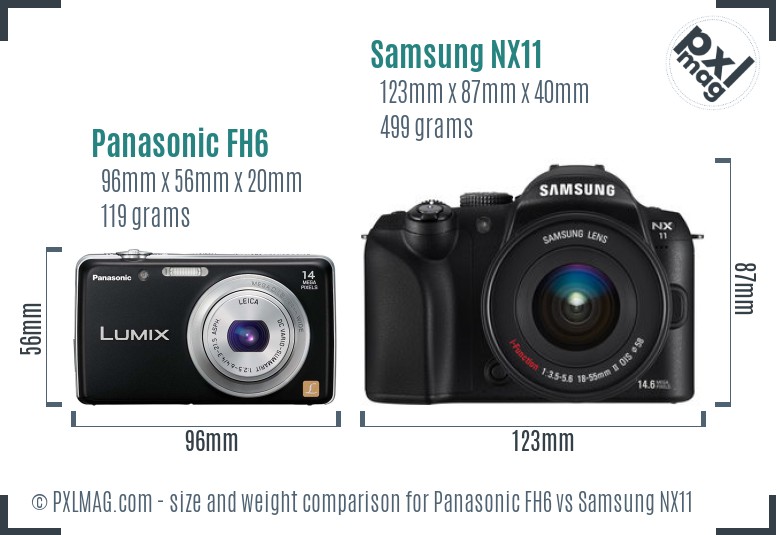 Panasonic FH6 vs Samsung NX11 size comparison