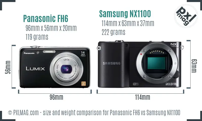 Panasonic FH6 vs Samsung NX1100 size comparison