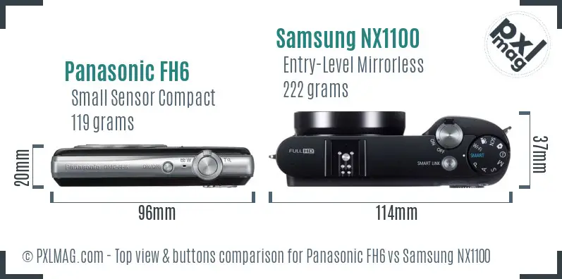 Panasonic FH6 vs Samsung NX1100 top view buttons comparison