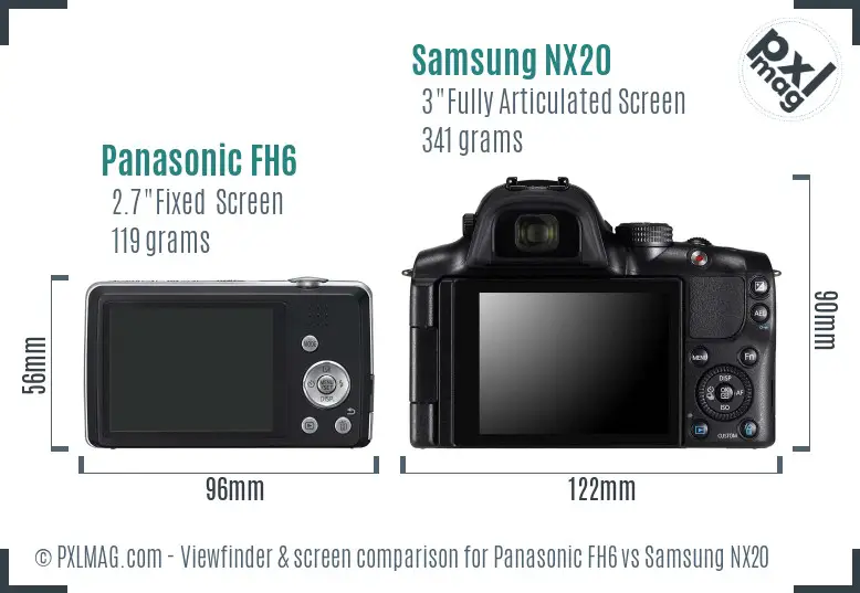 Panasonic FH6 vs Samsung NX20 Screen and Viewfinder comparison