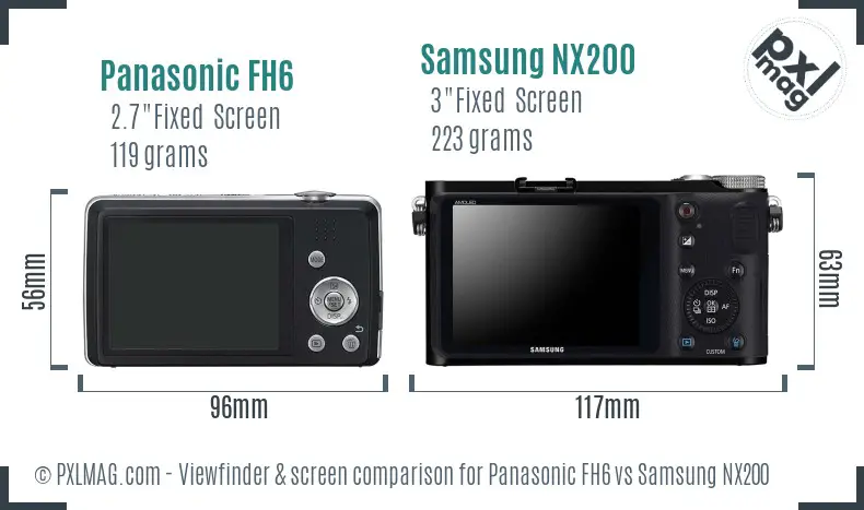 Panasonic FH6 vs Samsung NX200 Screen and Viewfinder comparison