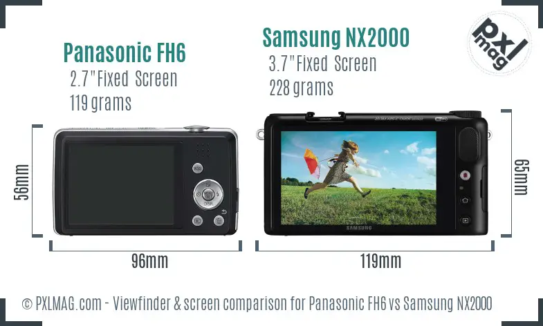 Panasonic FH6 vs Samsung NX2000 Screen and Viewfinder comparison