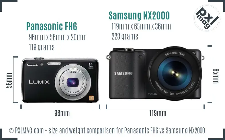 Panasonic FH6 vs Samsung NX2000 size comparison