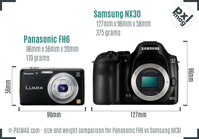 Panasonic FH6 vs Samsung NX30 size comparison