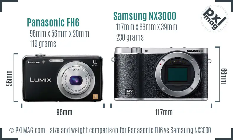 Panasonic FH6 vs Samsung NX3000 size comparison
