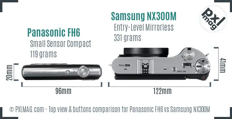 Panasonic FH6 vs Samsung NX300M top view buttons comparison Panasonic FH6 vs Samsung NX300M top view buttons comparison