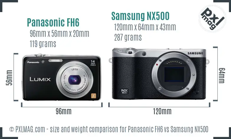 Panasonic FH6 vs Samsung NX500 size comparison