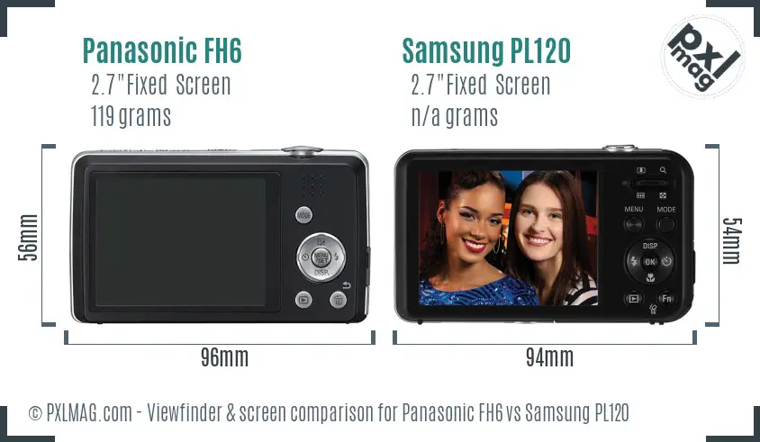 Panasonic FH6 vs Samsung PL120 Screen and Viewfinder comparison