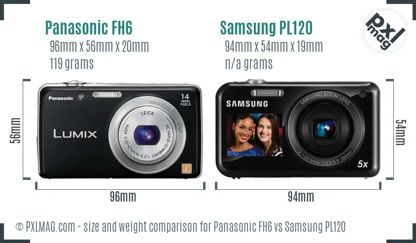 Panasonic FH6 vs Samsung PL120 size comparison