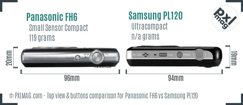 Panasonic FH6 vs Samsung PL120 top view buttons comparison