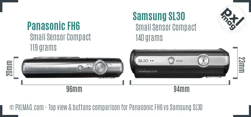 Panasonic FH6 vs Samsung SL30 top view buttons comparison