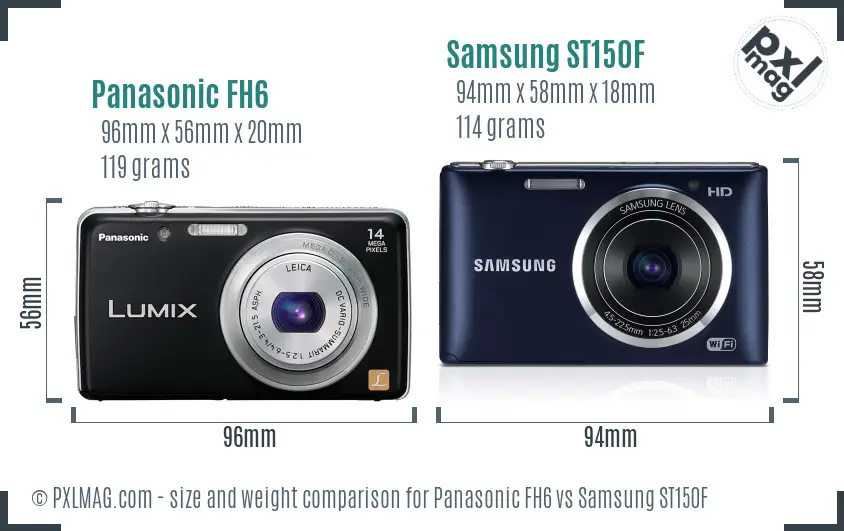 Panasonic FH6 vs Samsung ST150F size comparison