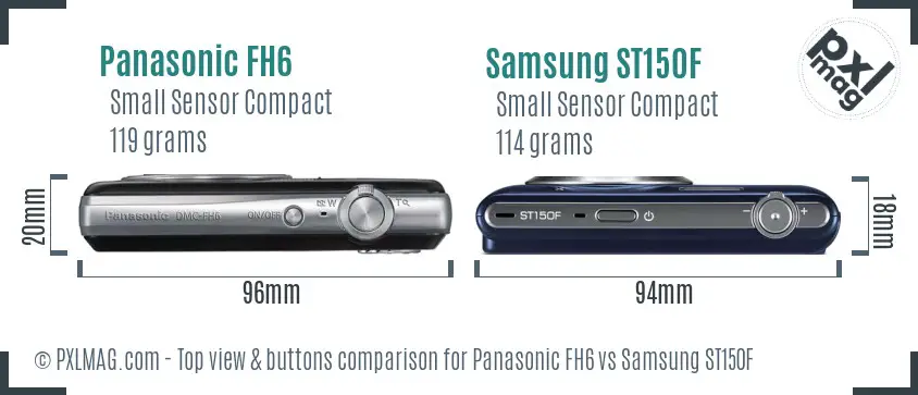 Panasonic FH6 vs Samsung ST150F top view buttons comparison