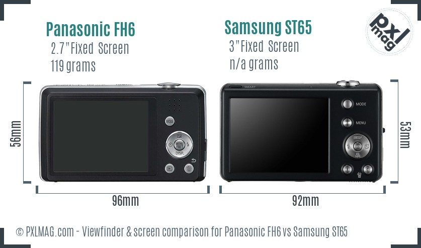 Panasonic FH6 vs Samsung ST65 Screen and Viewfinder comparison