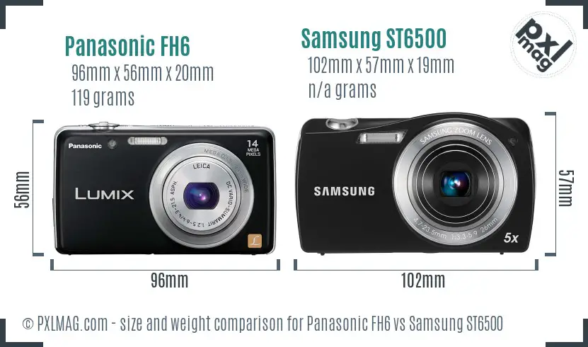 Panasonic FH6 vs Samsung ST6500 size comparison