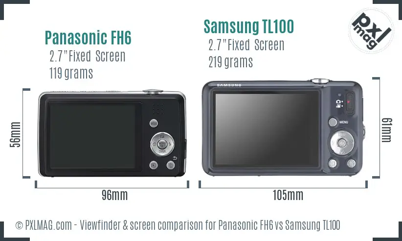 Panasonic FH6 vs Samsung TL100 Screen and Viewfinder comparison Panasonic FH6 vs Samsung TL100 Screen and Viewfinder comparison