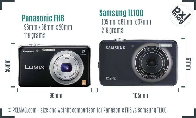 Panasonic FH6 vs Samsung TL100 size comparison Panasonic FH6 vs Samsung TL100 size comparison
