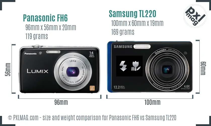 Panasonic FH6 vs Samsung TL220 size comparison
