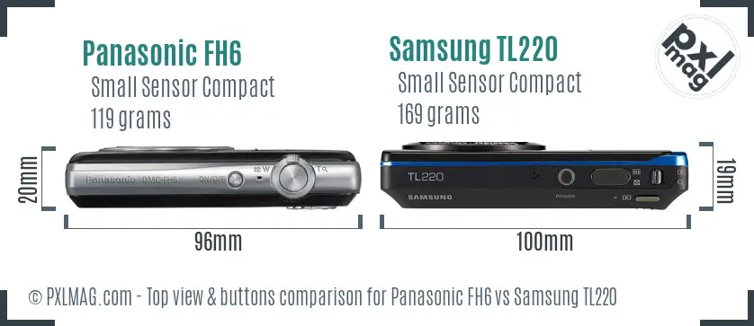 Panasonic FH6 vs Samsung TL220 top view buttons comparison