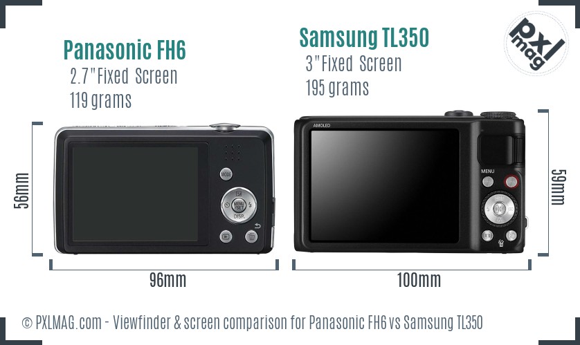 Panasonic FH6 vs Samsung TL350 Screen and Viewfinder comparison