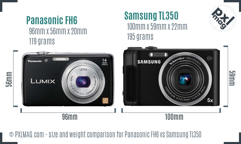 Panasonic FH6 vs Samsung TL350 size comparison