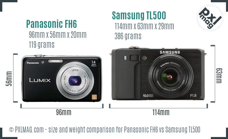 Panasonic FH6 vs Samsung TL500 size comparison