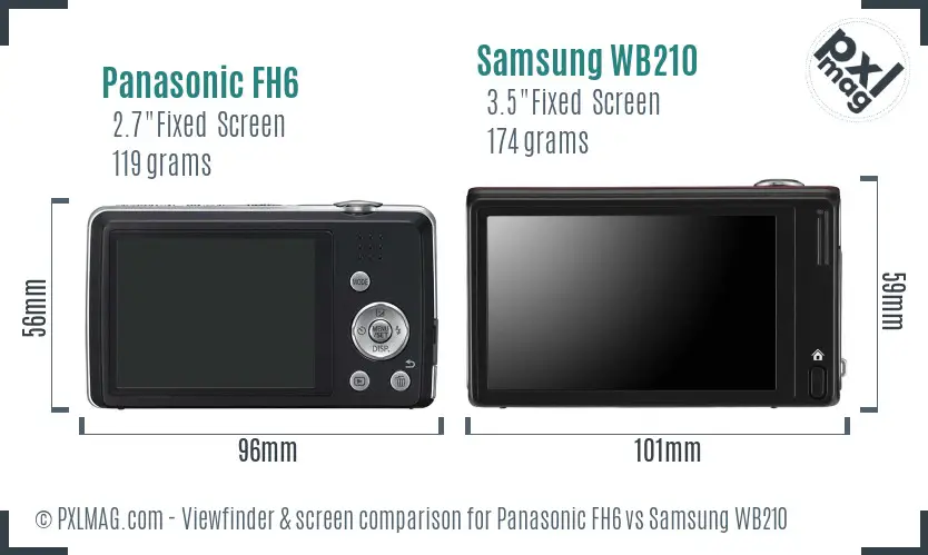 Panasonic FH6 vs Samsung WB210 Screen and Viewfinder comparison