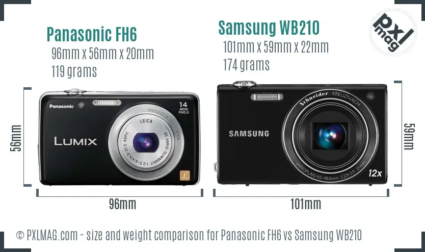 Panasonic FH6 vs Samsung WB210 size comparison