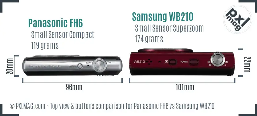Panasonic FH6 vs Samsung WB210 top view buttons comparison