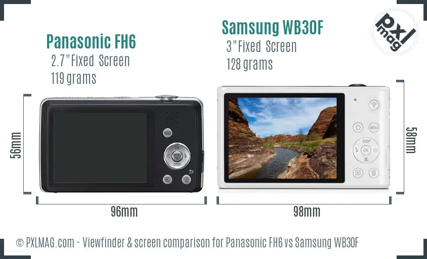 Panasonic FH6 vs Samsung WB30F Screen and Viewfinder comparison