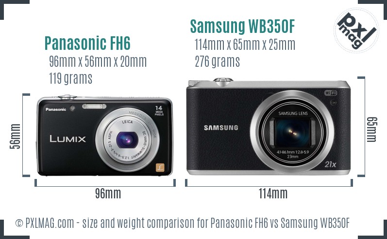 Panasonic FH6 vs Samsung WB350F size comparison