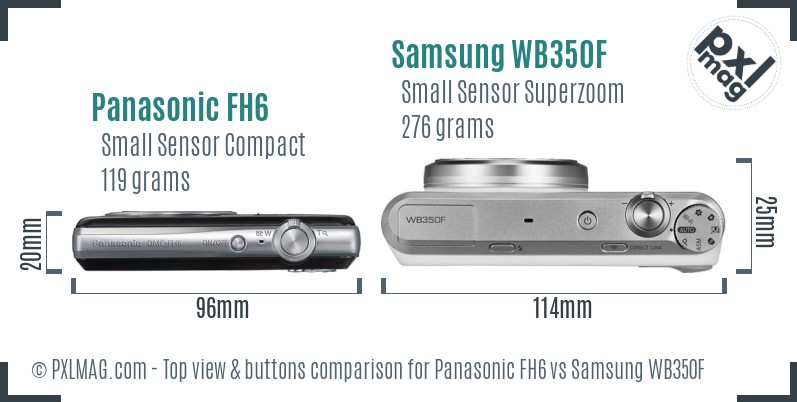 Panasonic FH6 vs Samsung WB350F top view buttons comparison