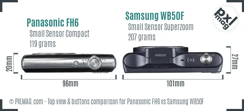 Panasonic FH6 vs Samsung WB50F top view buttons comparison