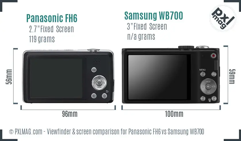 Panasonic FH6 vs Samsung WB700 Screen and Viewfinder comparison