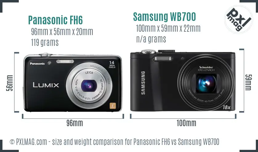 Panasonic FH6 vs Samsung WB700 size comparison
