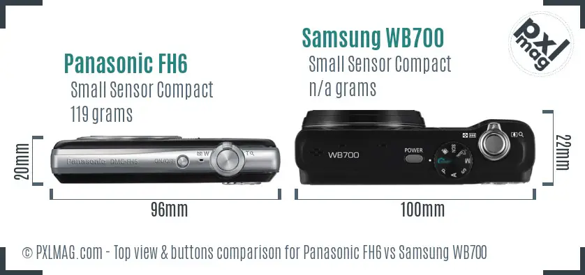 Panasonic FH6 vs Samsung WB700 top view buttons comparison