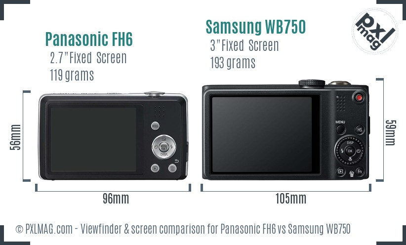 Panasonic FH6 vs Samsung WB750 Screen and Viewfinder comparison