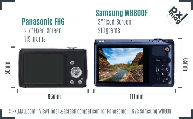 Panasonic FH6 vs Samsung WB800F Screen and Viewfinder comparison