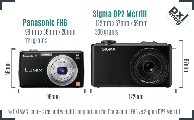 Panasonic FH6 vs Sigma DP2 Merrill size comparison Panasonic FH6 vs Sigma DP2 Merrill size comparison