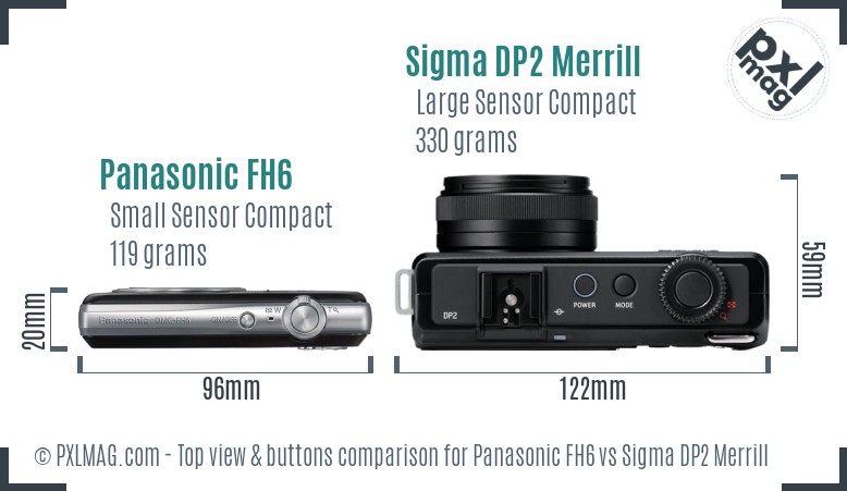 Panasonic FH6 vs Sigma DP2 Merrill top view buttons comparison