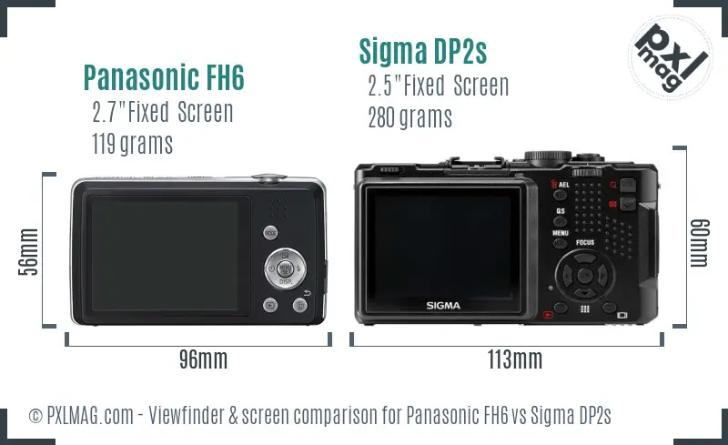 Panasonic FH6 vs Sigma DP2s Screen and Viewfinder comparison