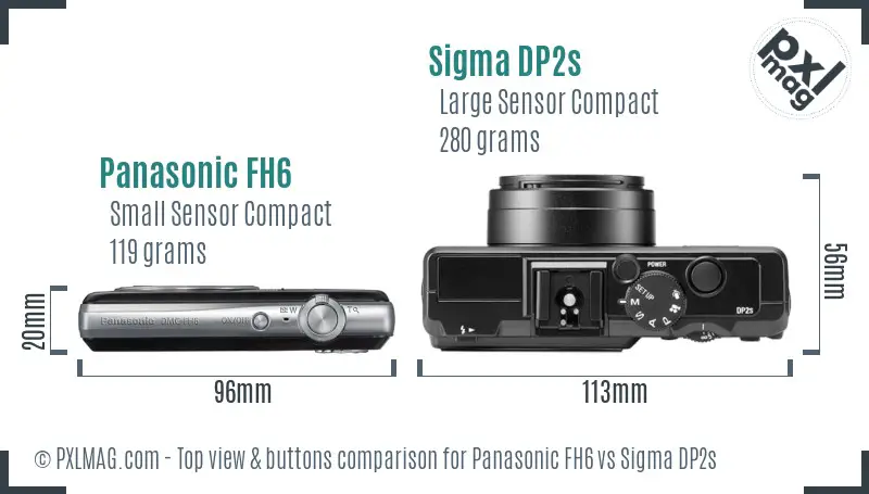 Panasonic FH6 vs Sigma DP2s top view buttons comparison