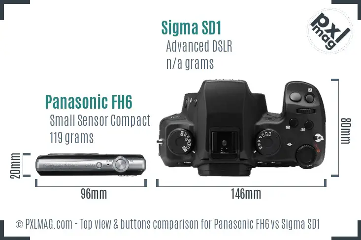 Panasonic FH6 vs Sigma SD1 top view buttons comparison
