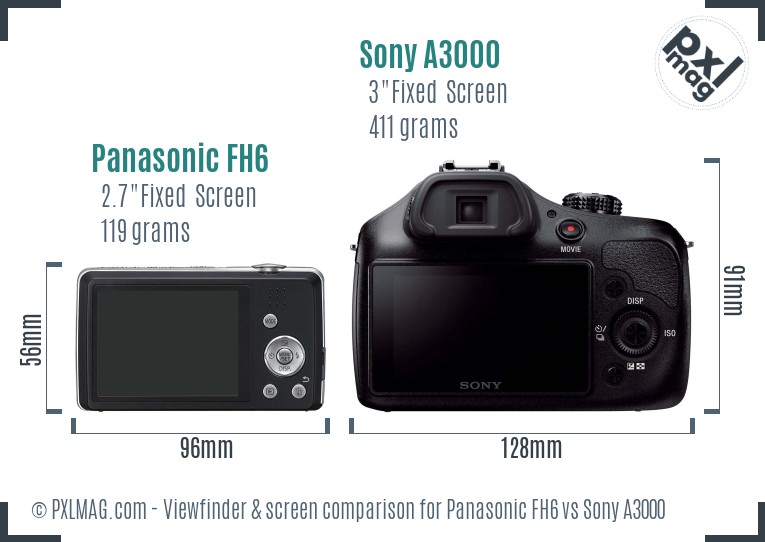 Panasonic FH6 vs Sony A3000 Screen and Viewfinder comparison