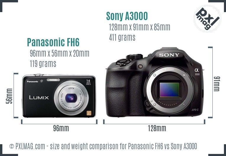 Panasonic FH6 vs Sony A3000 size comparison Panasonic FH6 vs Sony A3000 size comparison